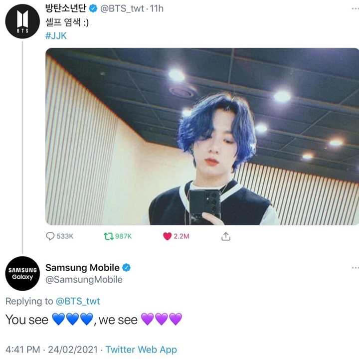 Rambut Biru Jungkook BTS Picu Perdebatan, Samsung Ikut Komentar 2