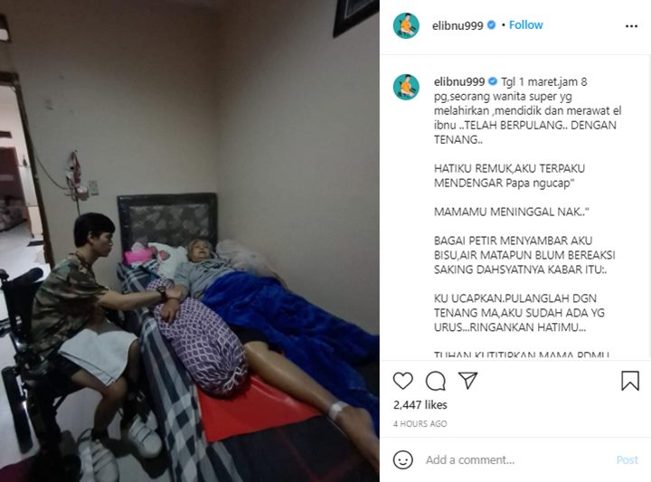 El Ibnu Kabarkan Sang Ibunda Meninggal Dunia Sambil Tulis Pesan Pilu