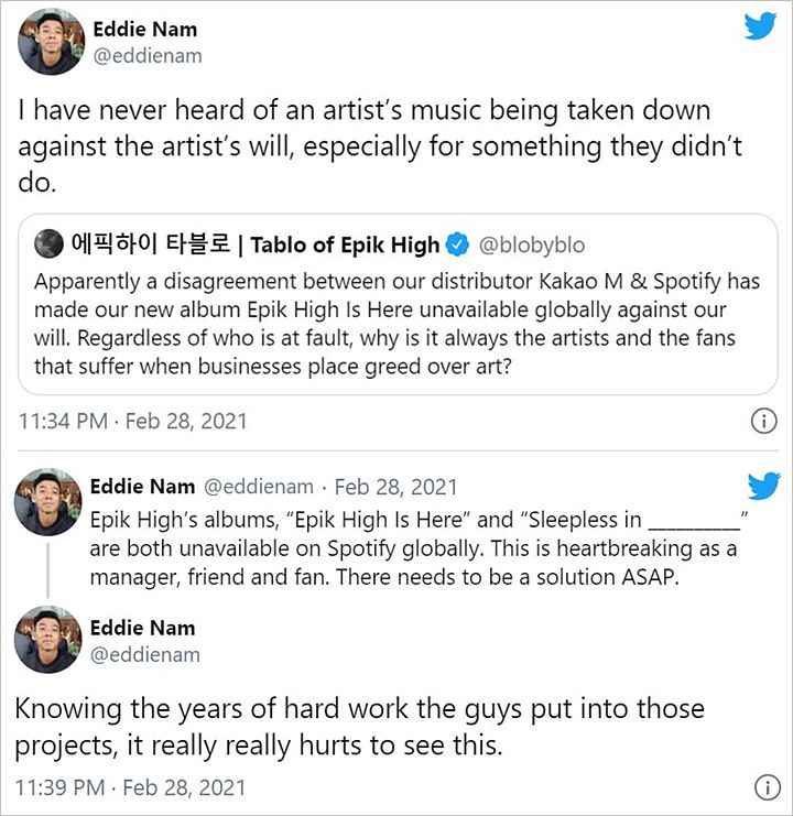 Manajemen Komentari Dihapusnya Lagu-Lagu Epik High dari Spotify, Minta Ada Solusi Secepatnya
