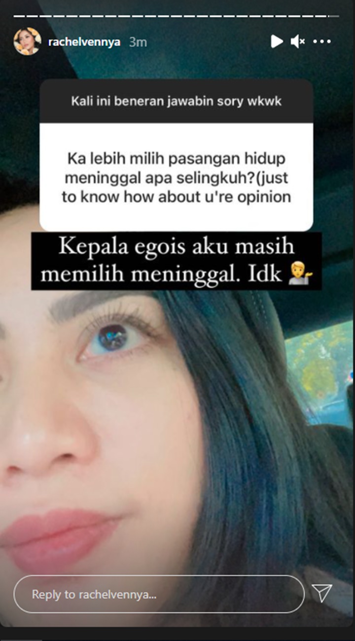 Ingin Egois, Rachel Vennya Lebih Pilih Pasangan Meninggal Dunia Ketimbang Selingkuh