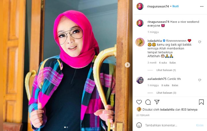 Rina Gunawan Meninggal, Iis Dahlia Sampaikan Ungkapan Duka dan Doa Ini