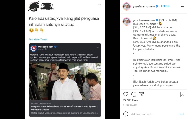 Ustaz Yusuf Mansur Disebut Penjilat Penguasa Karena Aksi Sujud Syukur, Begini Reaksinya