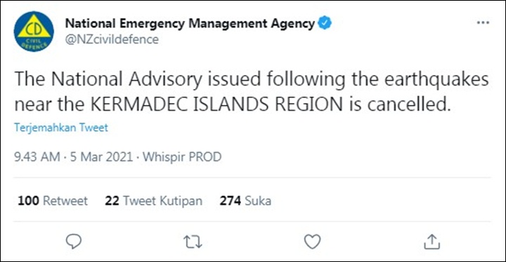 Peringatan Tsunami Dicabut
