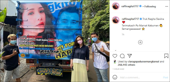 Susul Raffi Ahmad, Wajah Nagita Slavina Juga Terpampang di Bagian Belakang Truk
