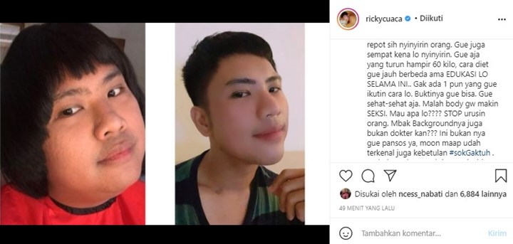 Ricky Cuaca Ikut Sindir Influencer Yang Mengklaim Buku Diet Tya Ariestya Berbahaya