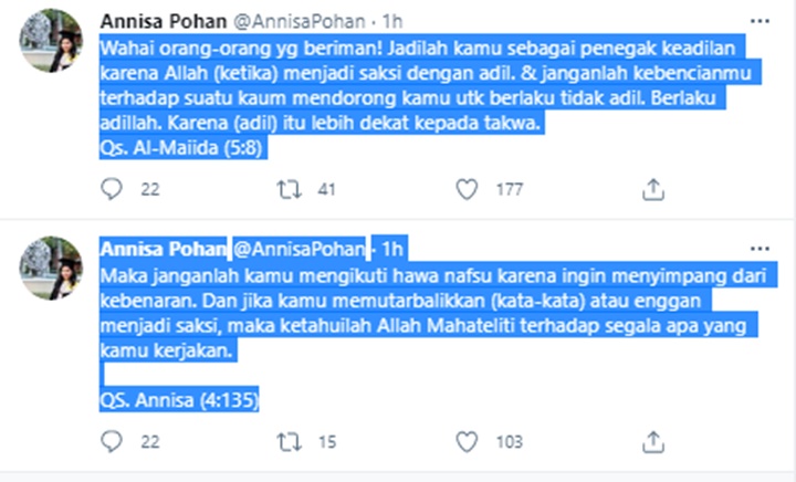 Suami Diduga Bakal Dipolisikan, Annisa Pohan Unggah Kutipan Ayat Al-Quran