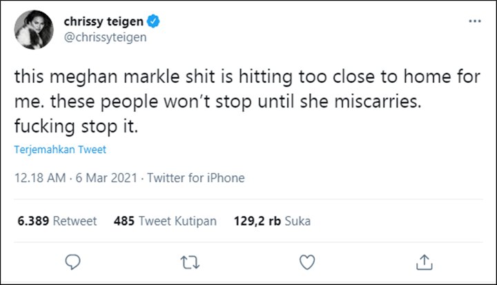 Chrissy Teigen Turut Bela Meghan Markle Dari Sorotan Media, Khawatirkan Soal Kehamilan