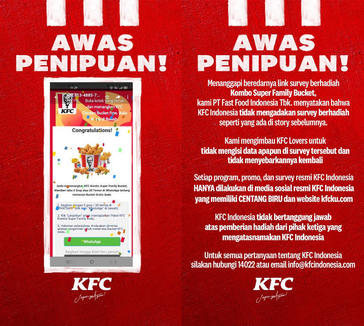 Ramai KFC Disebut Bagi-bagi Makanan Gratis, Pihak Manajemen Klarifikasi