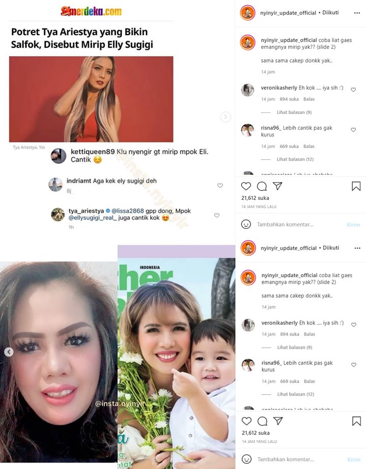 Begini Reaksi Tya Ariestya Saat Potretnya Disebut Mirip Dengan Ely Sugigi