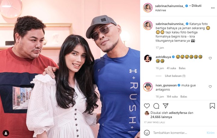 Sabrina Chairunnisa Bagikan Foto Bertiga, Khawatir Kena Tikung?