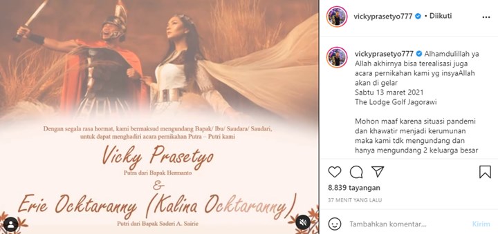 Vicky Prasetyo Sebar Undangan Nikah, Sudah Dapat Restu Ayah Kalina Oktarani?