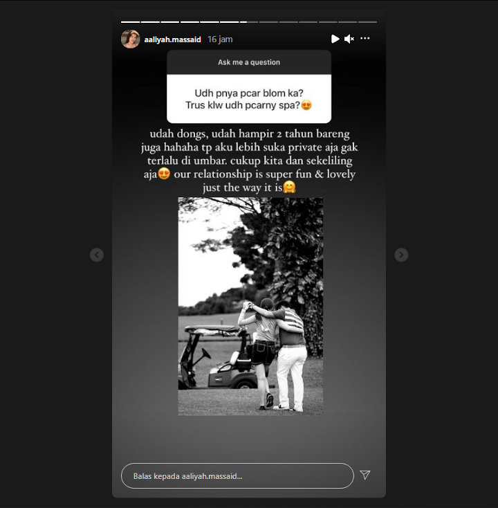 Sudah Pacaran 2 Tahun, Ini Alasan Aaliyah Massaid Jarang Umbar Kemesraan di Medsos