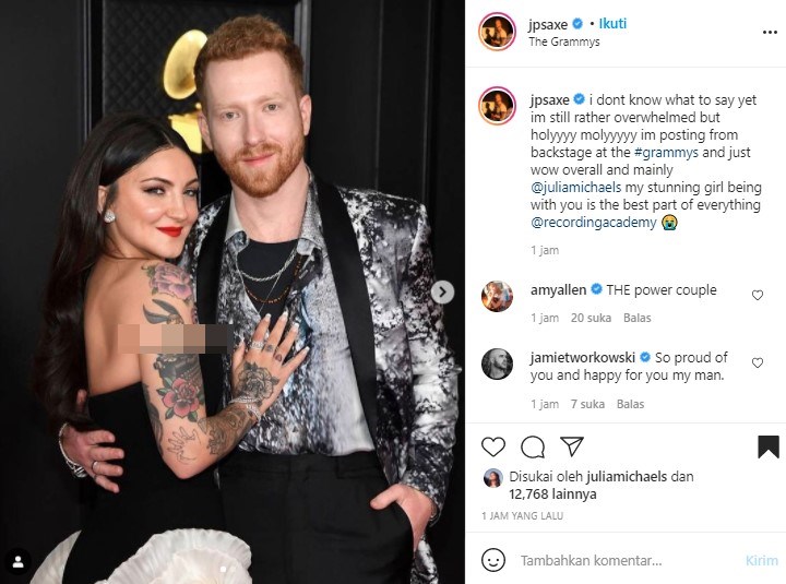 Grammy Awards 2021: Julia Michaels & JP Saxe Romantis Hadir Bersama Hingga Tulis Kalimat Manis Ini