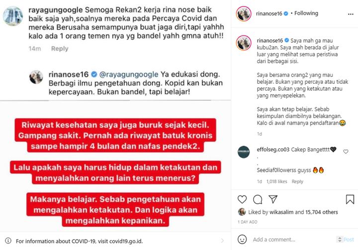 Rina Nose Masih Disindir Soal Tak Percaya Covid-19, Ungkap Riwayat Kesehatan Buruk Sejak Kecil