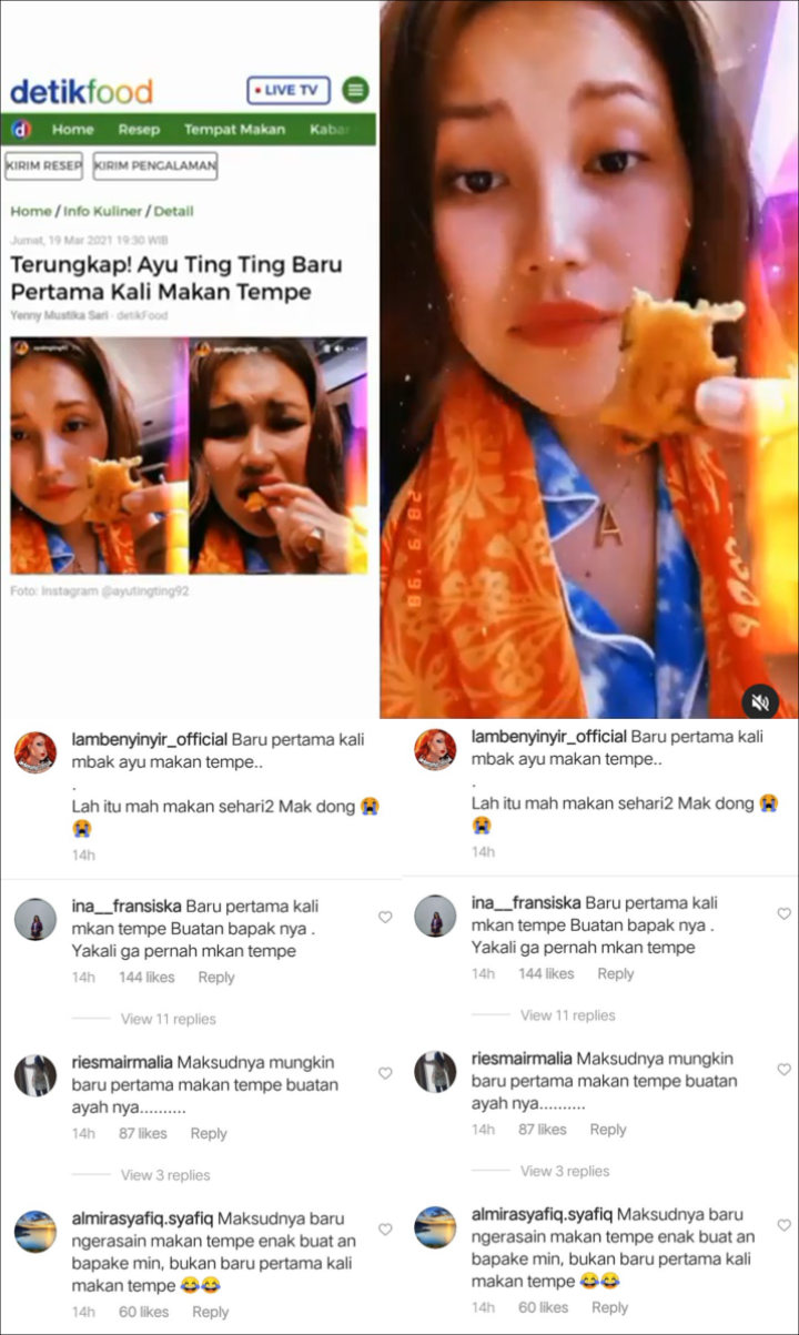 Momen Langka, Ayu Ting Ting Ramai Dibela Usai Dihujat Karena Ngaku Pertama Kali Makan Tempe
