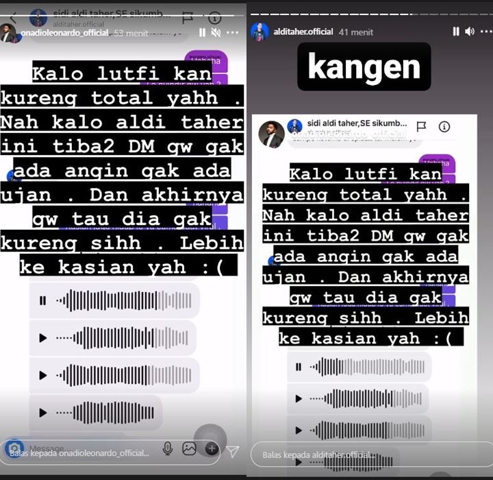 Onadio Leonardo Bongkar Isi DM Dari Aldi Taher, Kok Malah Jadi Kasihan?