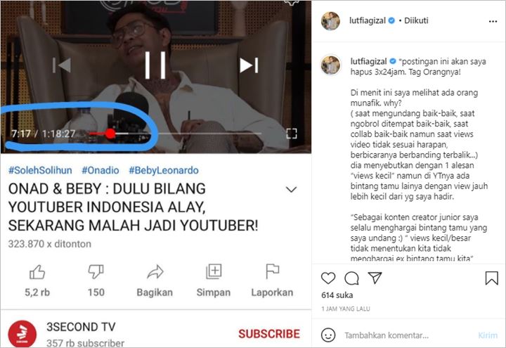  Lutfi Agizal Mendadak Sebut Onadio Leonardo Sebagai Orang Munafik, Kenapa?
