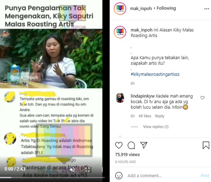 Kiky Saputri Sebut Artis Ogah Diroasting, Sule Terseret