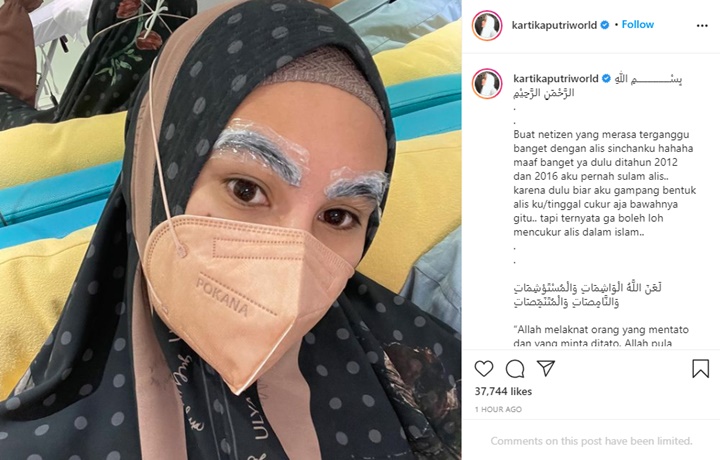 Kartika Putri Tanggapi Kritik Soal Cukur Alis dalam Islam, Kesal Difitnah Begini