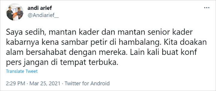 Andi komentari momen petir di konferensi pers kubu Moeldoko