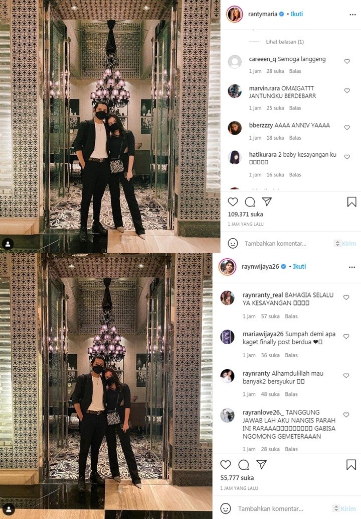 Ranty Maria dan Rayn Wijaya Isyaratkan Genap Setahun Berpacaran Lewat Postingan Kembar Ini?