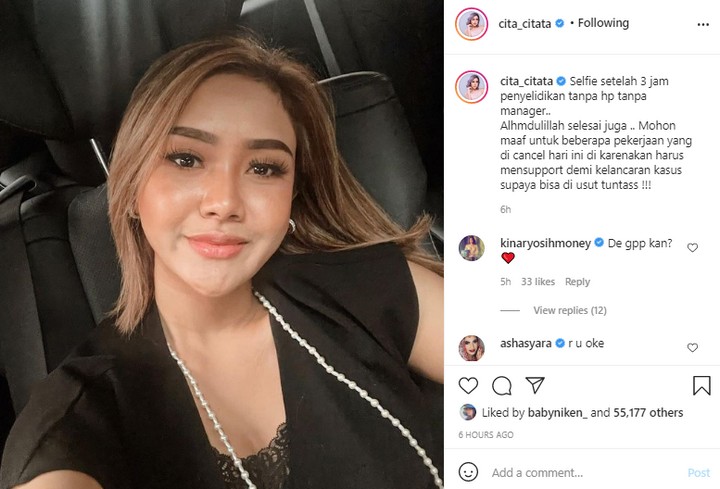 Foto Selfie Cita Citata Pasca Jadi Saksi Kasus Dugaan Suap Juliari Batubara