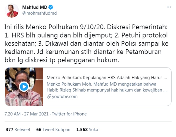Tanggapan Mahfud MD