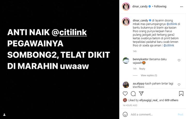 Dinar Candy Mendadak Protes Salah Satu Maskapai Penerbangan Sebut Pegawainya Sombong, Malah Dikritik
