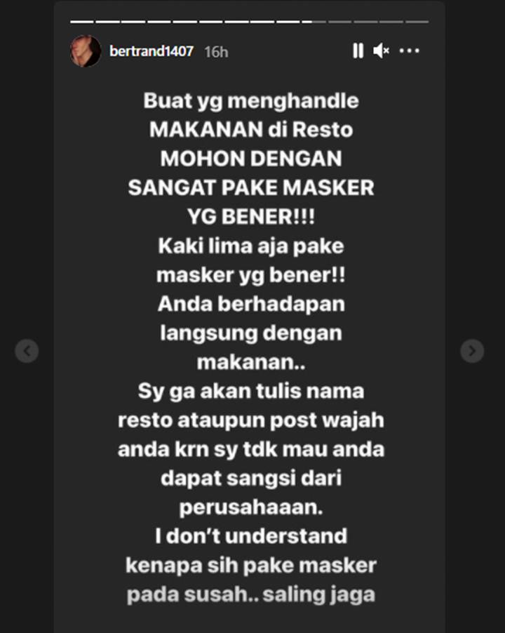 Bertrand Antolin Emosi Ada Pegawai Restoran Tak Patuhi Protokol Kesehatan, Bandingkan Dengan PKL