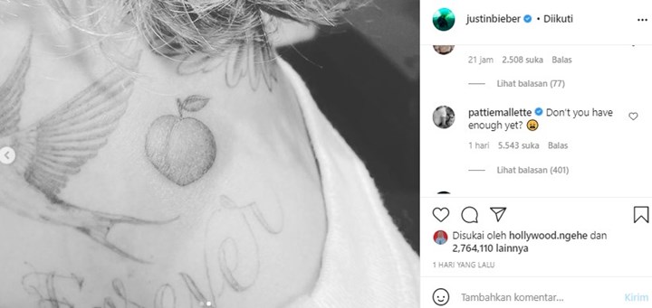 Punya Tato Baru, Begini Reaksi Menohok Ibunda Justin Bieber