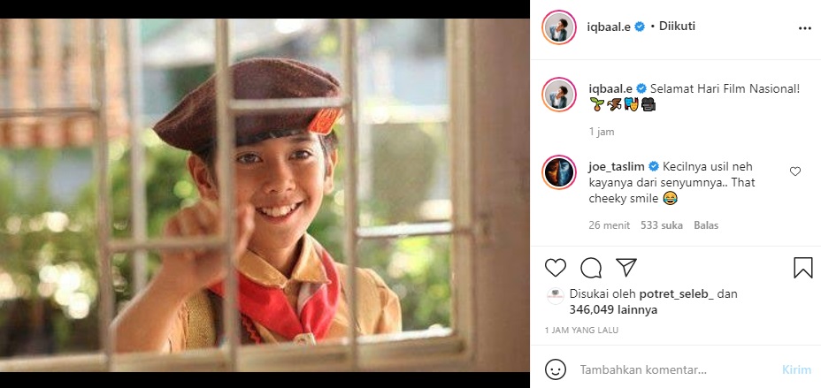 Iqbaal Ramadhan Peringati Hari Film Nasional, Joe Taslim: Kecilnya Usil Nih