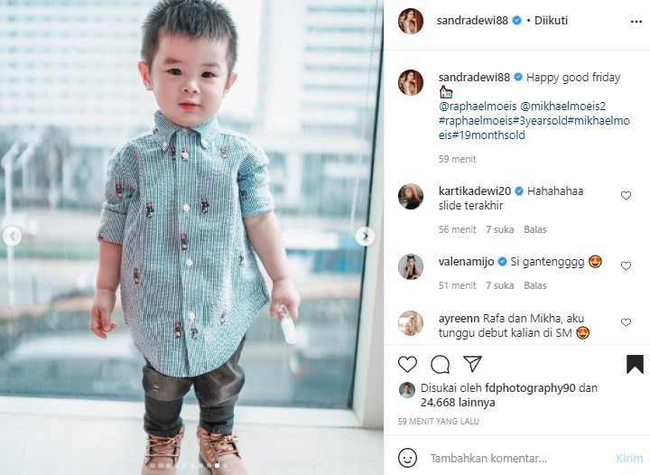 Rayakan Paskah, Sandra Dewi Pamer Foto Raphael & Mikhael Super Cakep
