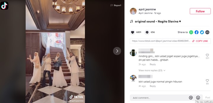 Istri Ustaz Solmed, April Jasmine Tuai Pro Kontra Saat Joget TikTok