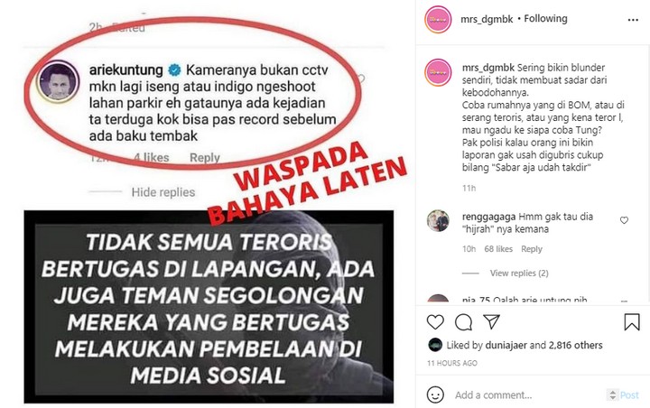 Arie Untung Dijuluki Pengecut Gara-Gara Komentar CCTV Mabes Polri