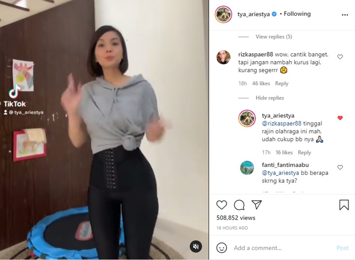 Jadi Mirip ABG, Begini Jawaban Tya Ariestya Saat Diminta Agar Tak Makin Kurus