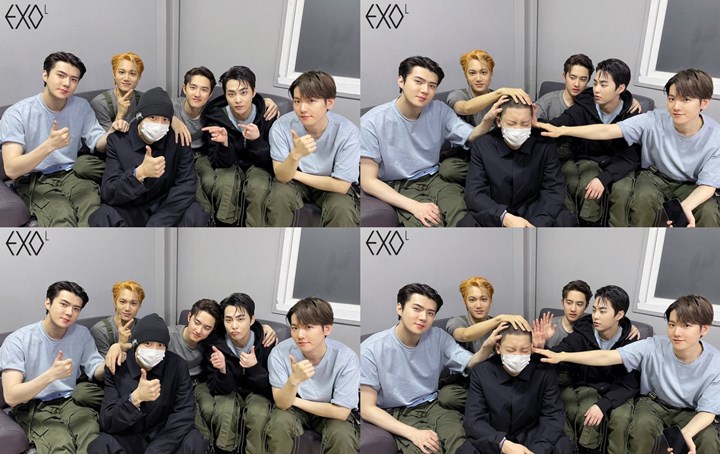 EXO Bagikan Foto Wamil Chanyeol, Member Lain Masih Lakukan Tradisi Ini ke Kepala Gundulnya