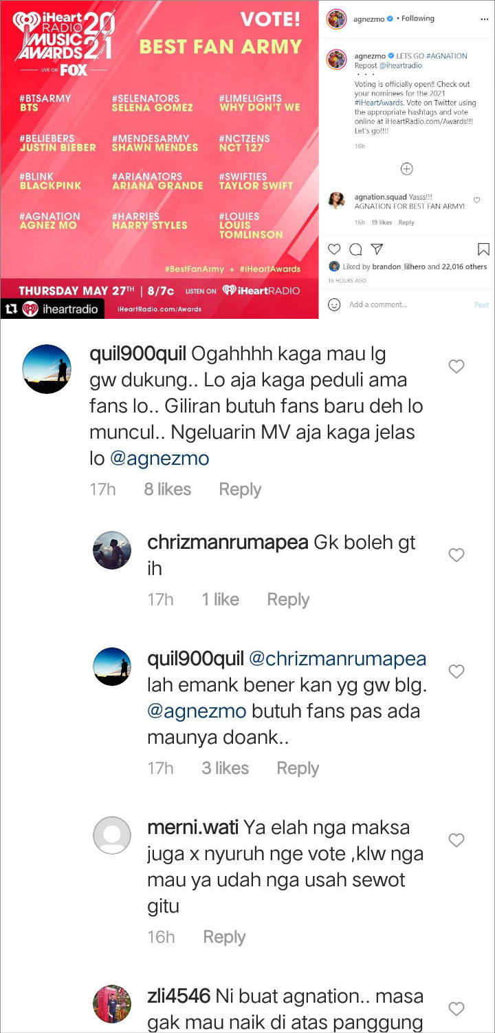 Agnez Mo \'Dikhianati\' Fans Sendiri di Ajang iHeartRadio 2021, Ciut Gara-gara Bersaing Dengan ARMY?