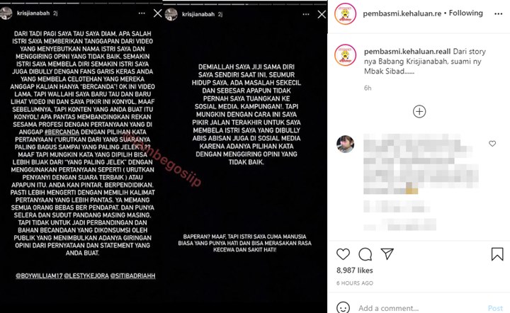 InstaStory Krisjiana Baharudin