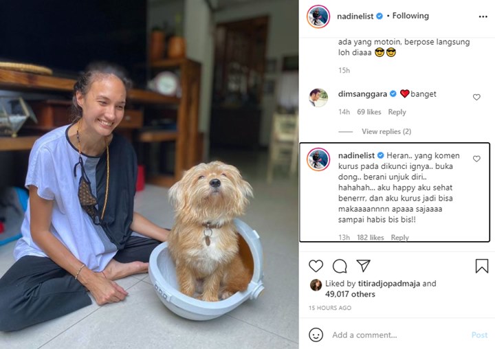 Dibilang Makin Kurus, Nadine Chandrawinata Langsung Tantang Netizen Julid Lakukan ini