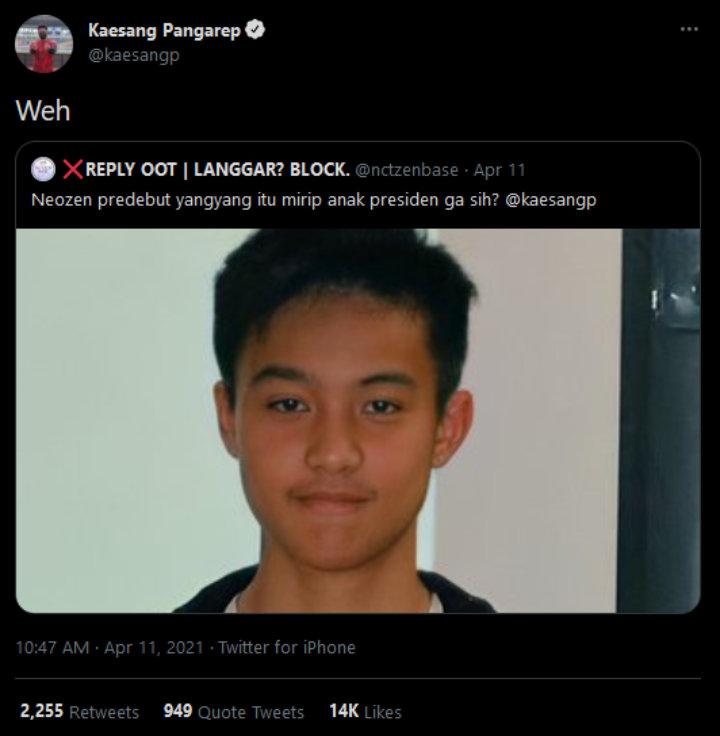 Kaesang Pangarep Disebut Mirip Yangyang WayV Gara-gara Foto Ini, Fans Protes?