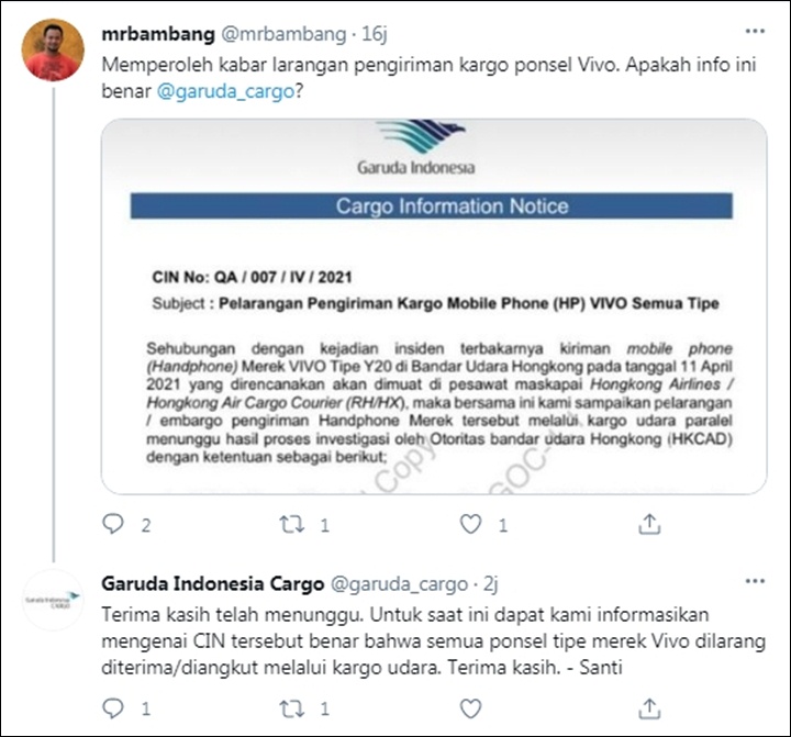 Cargo Information Notice