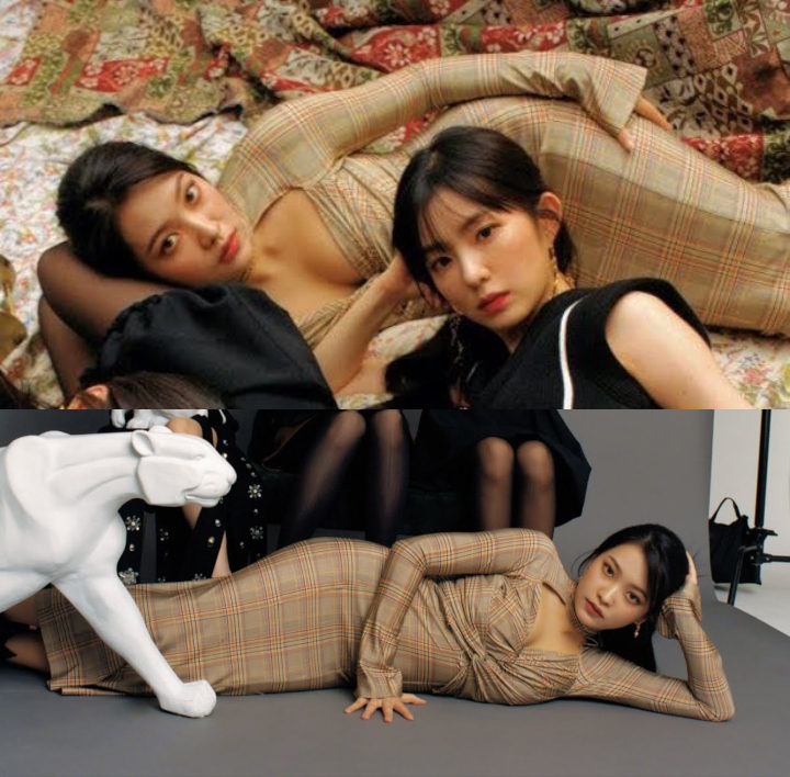Yeri Red Velvet, Chaeryeong ITZY, dan Lee Da Hee Kembaran Gaun