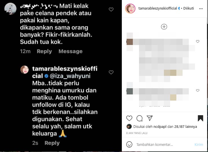Tamara Bleszynski Disebut Sudah Tua Tak Pantas Pakai Celana Pendek, Beri Reaksi Menohok Ini