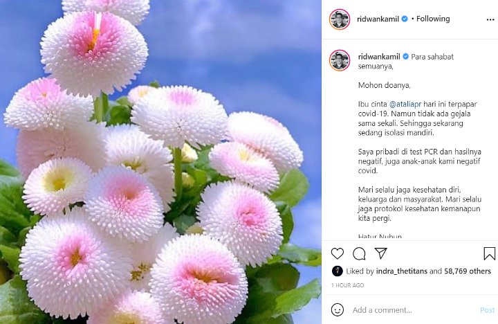 Begini Kondisi Ridwan Kamil Usai Sang Istri Dikonfirmasi Positif COVID-19