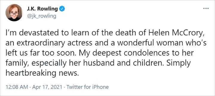 Helen McCrory Aktris \'Harry Potter\' Meninggal Dunia, JK Rowling: Saya Sangat Terpukul