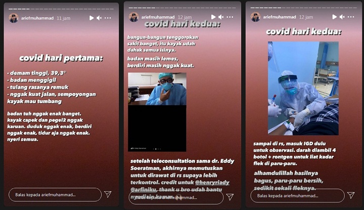 Positif COVID-19, Arief Muhammad Kabarkan Kondisi Terkini