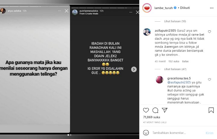 Begini Reaksi Arya Saloka Saat Putri Anne Diserang Karena Unfollow Amanda Manopo