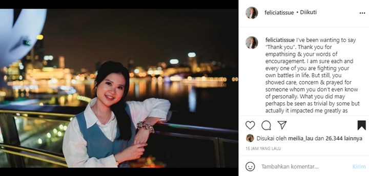 Banyak Terima Dukungan Dan Doa, Felicia Tissue Eks Kaesang Ucap Terima Kasih