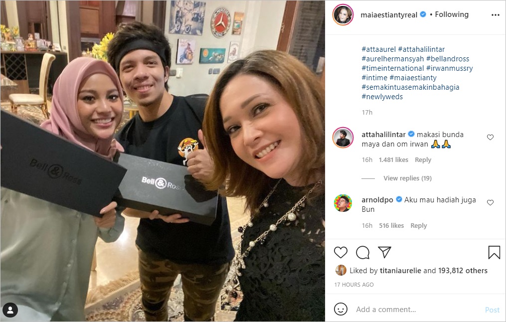Atta-Aurel Dapat Kado Pernikahan Ini dari Maia Estianty, Komentar Iri Chef Arnold Diserbu