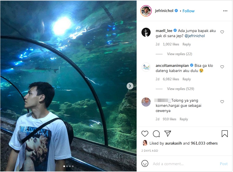 Fotonya Dikomentari Admin Ancol Jakarta, Jefri Nichol Balas Begini